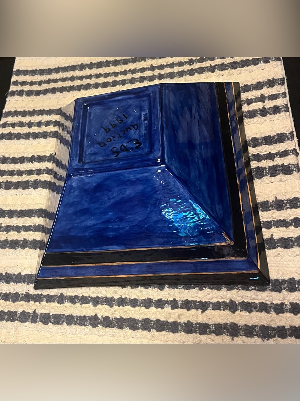 Vintage Cobalt Blue Handmade Square Dish - Picture 3 of 9